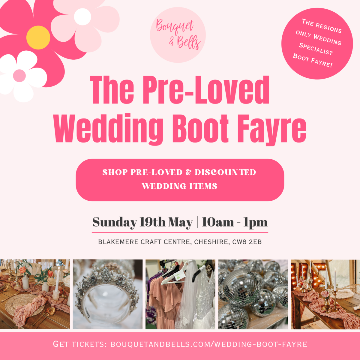 pre-loved-wedding-boot-fayre-fair-show-bouquet-and-bells